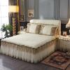 Luxury Lace Thickened Bedspread Solid Color Home Bed Skirt with Pillowcase Bed Sheet Skirt Embroidery European-style Bed Spreads