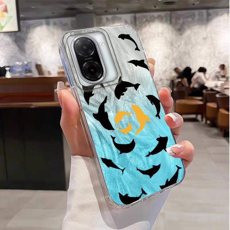 Cartoon Cat Dolphin Girls Case For Xiaomi Redmi 14C 13C 10 9A 9C Note 14 13 12 11 10S 9 8 Pro Plus A5 A4 A3 A2 A1 Fundas Cover