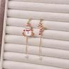 Festive Tassel Pearl Earrings: Candy Cane, Reindeer, Bell, Christmas Tree Designs