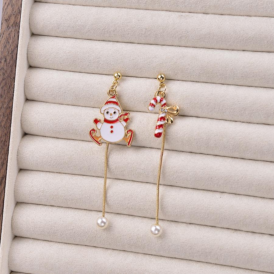 Festive Tassel Pearl Earrings: Candy Cane, Reindeer, Bell, Christmas Tree Designs