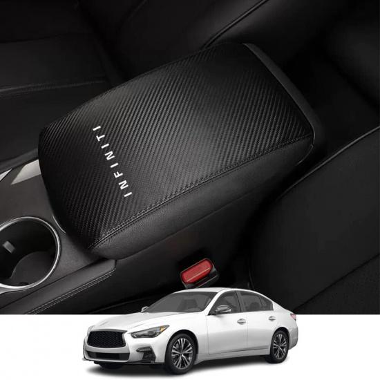 

Kakash Custom Interior Accessories for Infiniti Q50 2014-2017 2018 2019 2020 2021 2022 2023 2024 Leather Center Console Cover Armrest Pad,Waterproof Carbon Fiber