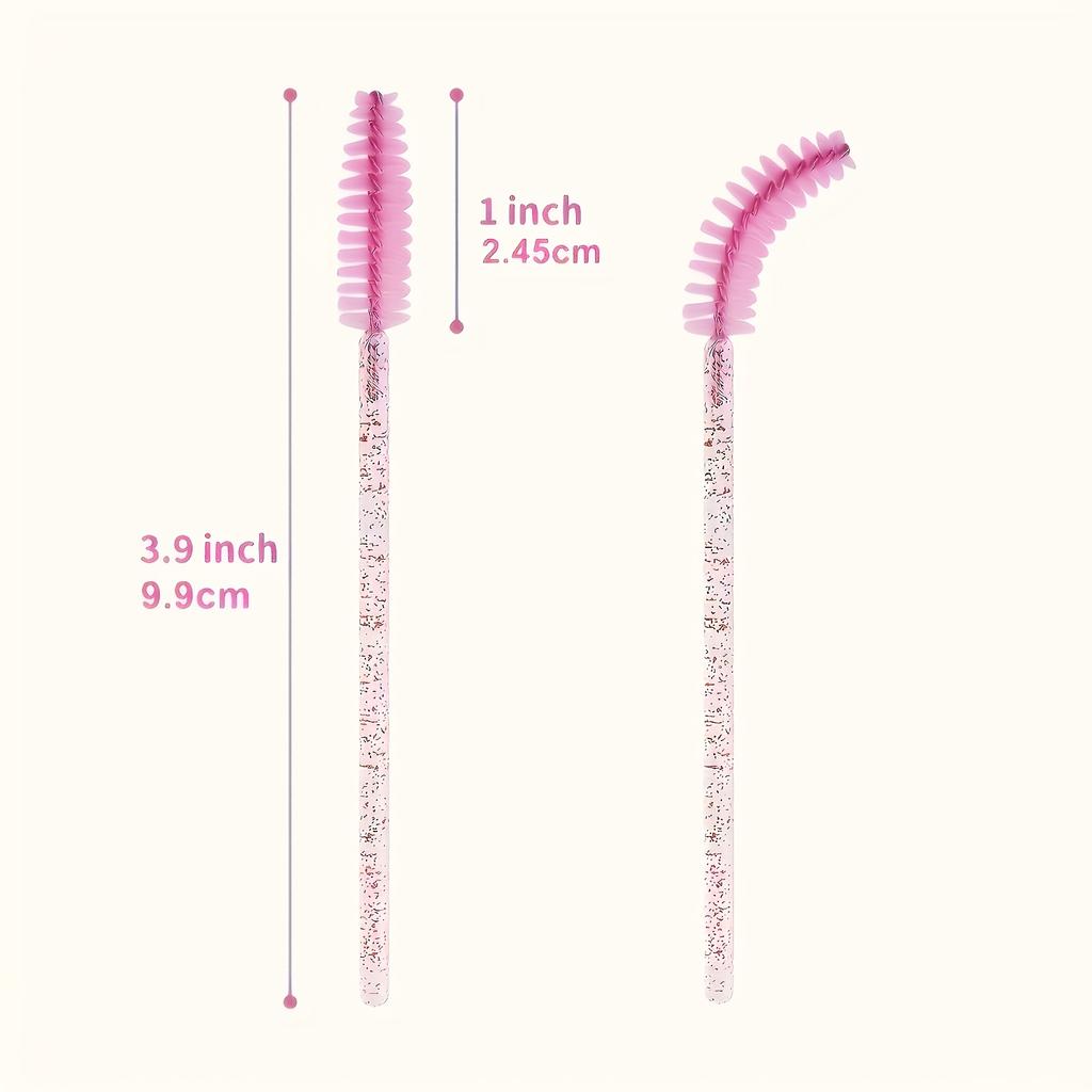 100pcs Eyelash Brush Set Bottled Crystal Rod Eyelash Brush Barrel Eyebrow Comb Brush Colored Eyelash Curling Brush Eyelash Extension Tools.