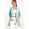 Women's Professional Blazer Coat Solid Color Casual Double Breasted Mid Length Blazers Suit Jacket