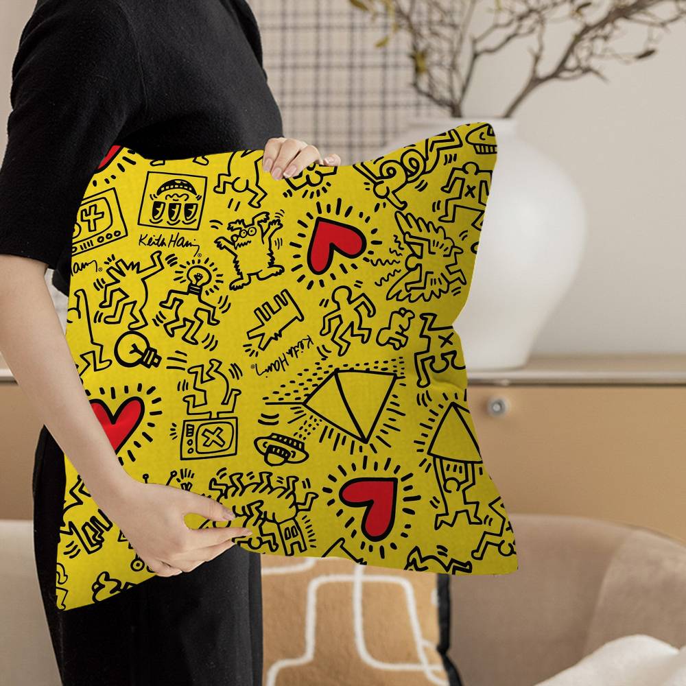 K-Keiths H-Haring Personalized picture text home decorative pillows Household Gifts 45x45cm