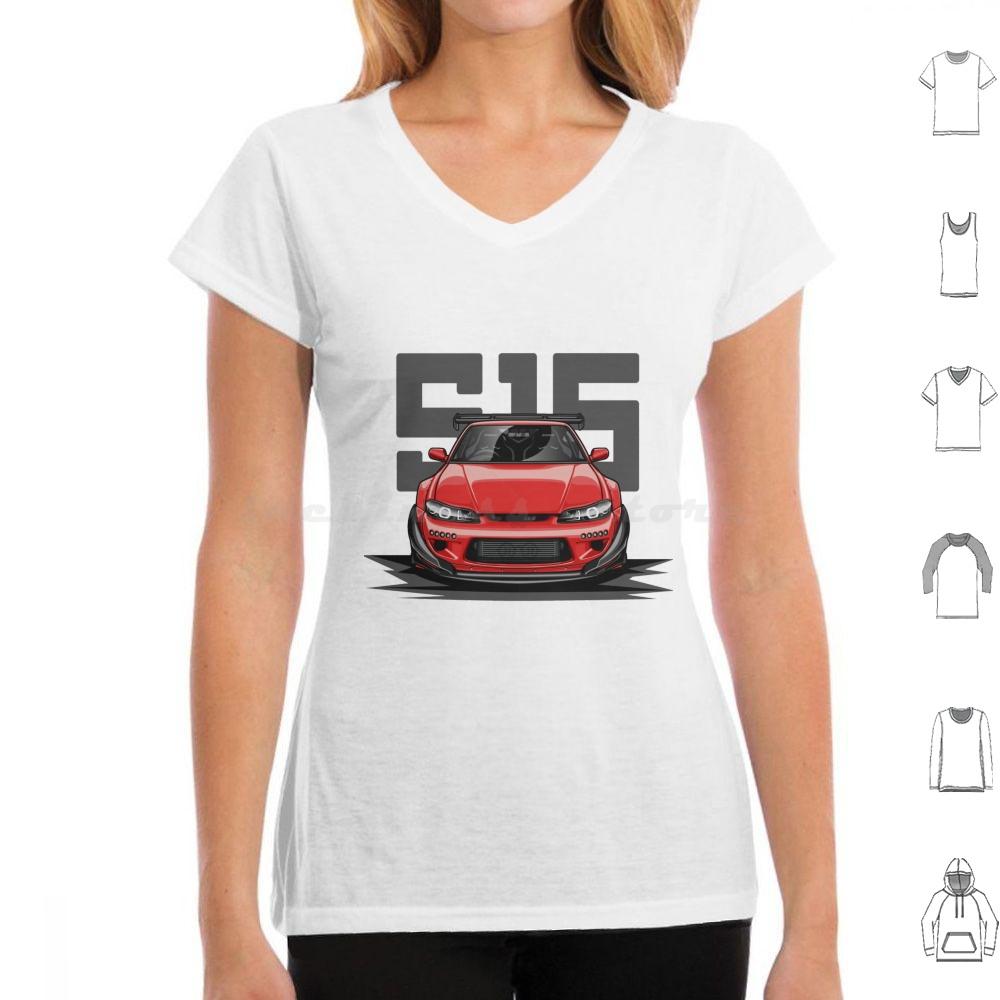 Silvia S15 Front  Candy Red  T Shirt 6xl Cotton Cool Tee Car Automotive Racing Vehicle Race Cool Sports Supercar Fitment Man