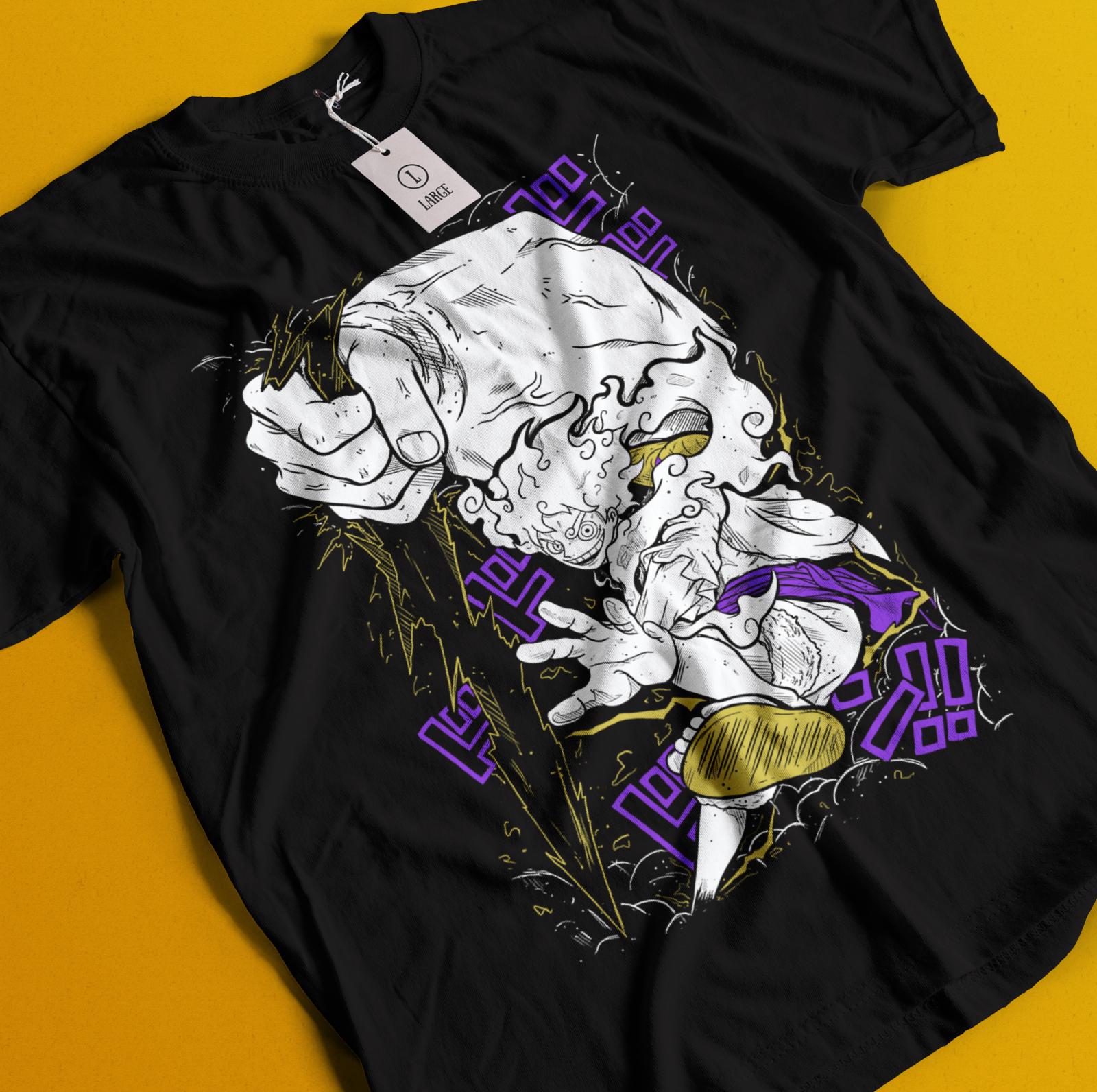 2026 Summer ONE PIECE Anime Monkey D Luffy Gear 5 Printed Loose Shortsleeved Pure Cotton Childrens Tshirt Tide Unisex Casual S