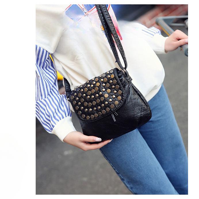 Новая женская двухслойная женская сумка из мытой кожи — фото 9