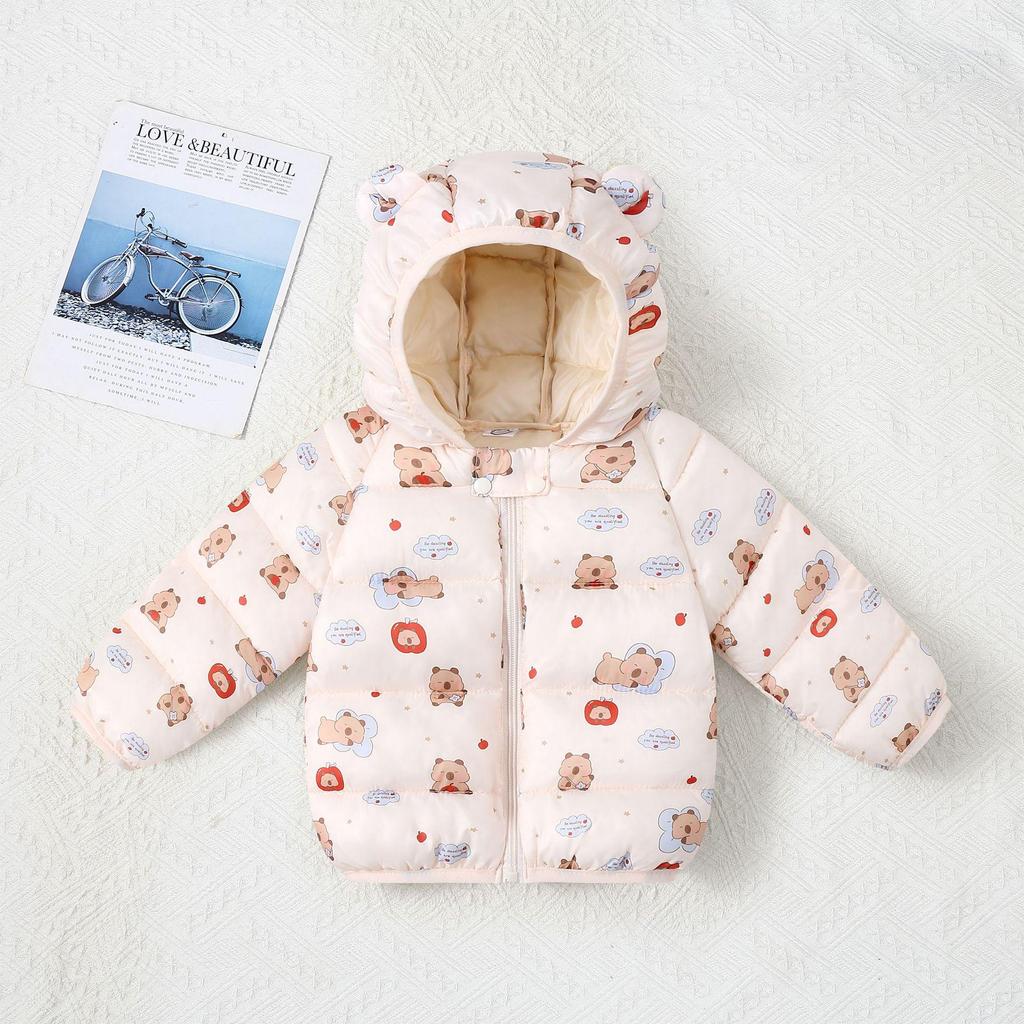 Children's Lightweight Autumn/Winter Cartoon Down Cotton Jacket for Boys and Girls - Small/Medium, Thickened Outerwear.