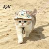 Summer Cat Gear Beach Hat, Cap with Ear Holes, Adjustable Pet Sun Hat for Small Dogs Cats Outdoor Protection Pets