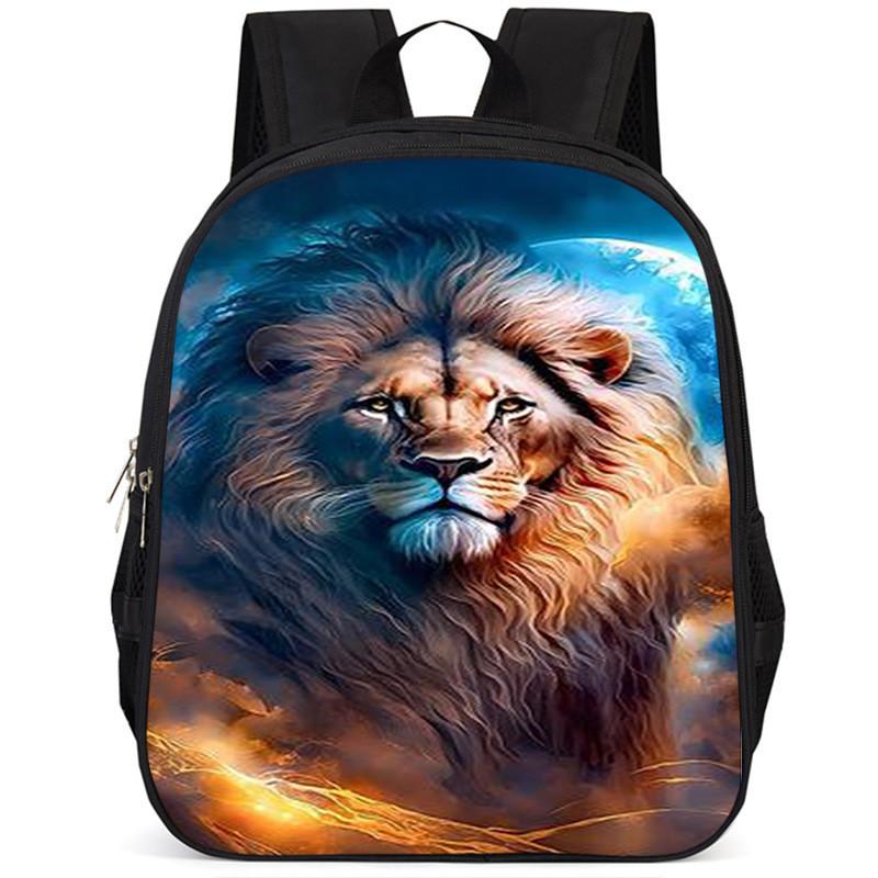 Großes Fassungsvermögen Löwe 15-Zoll Oxford-Stoff Schulrucksack für Kinder Leicht und Ergonomisch