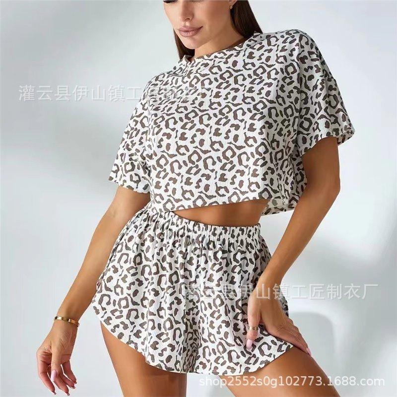 2026 new leopard print erotic underwear European and American sexy pajamas loungewear summer women S верблюд