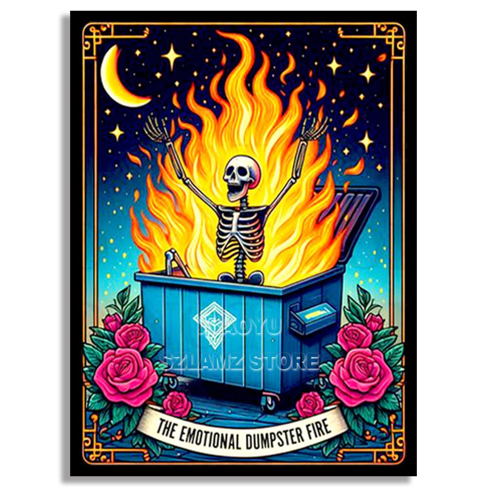 DIY Diamond Embroidery Tarot Card Diamond Painting Cartoon Skeleton Cross Stitch Set Halloween Art Decoration Gift