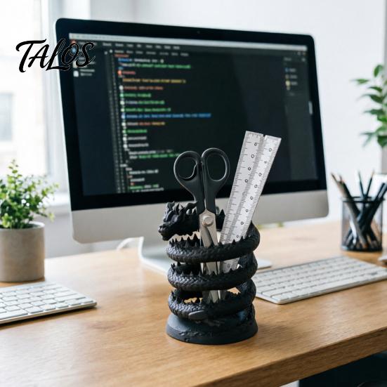 Pen Holder 3D Printed Dragon Holder, Mystical Fantasy Pencil Desk Accessory for Students Cup, Desktop Makeup Brush Home, Office Marker