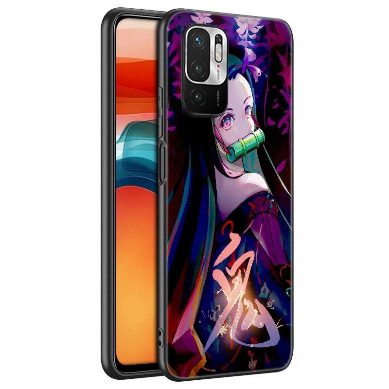 Anime Demon Slayer Nezuko Silicone Phone Case For Xiaomi Redmi Note 11 10 9 8 Pro 11T 10T 10S 9S 8T 9 9A 9C 9T Black Soft Cover