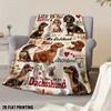 Vintage Retro Dachshund Dog Art Print Throw Blanket Soft Flannel Warm Blanket Dog Quote Heart Pattern Sofa Bed Pet Gift