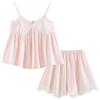 Women's Summer Cotton Pajama Set - Halter Sleepwear & Pants Two-Piece French Style with Built-in Bra Versatile Loungewear for Home & Casual Outings