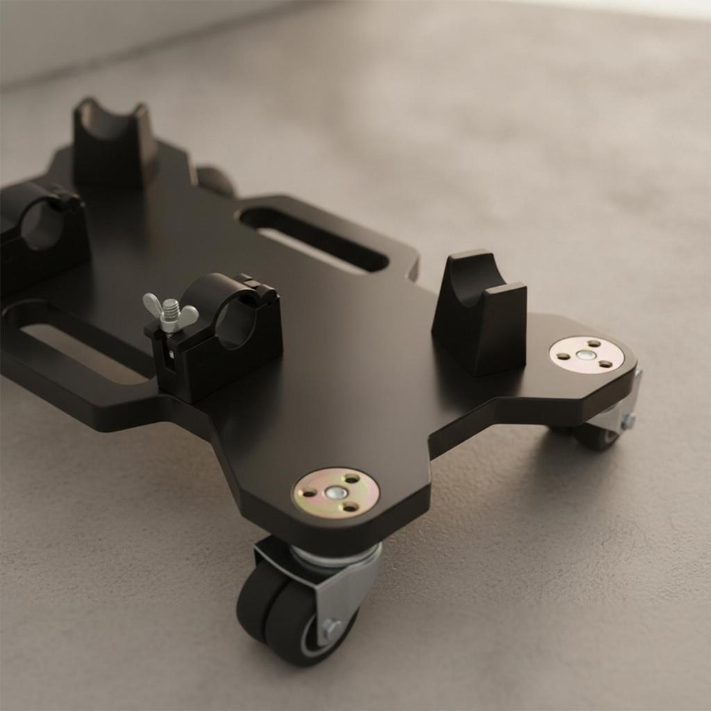 Tug Towing Rack Low-Height Kart Stand Featuring Caster Wheels Upright