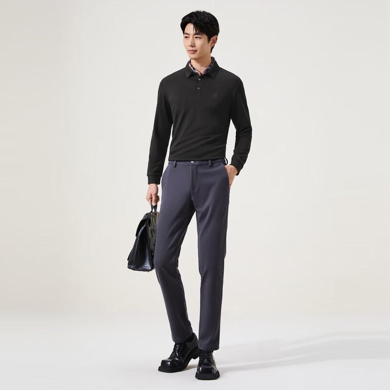 Septwolves Men's Long Sleeve Business Casual Polo Shirt