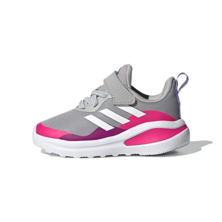 Adidas Fortarun Elastic Lace Top Strap Comfortable Lightweight Durable Low-Top Walking Shoes Baby Shoes Gray H04131