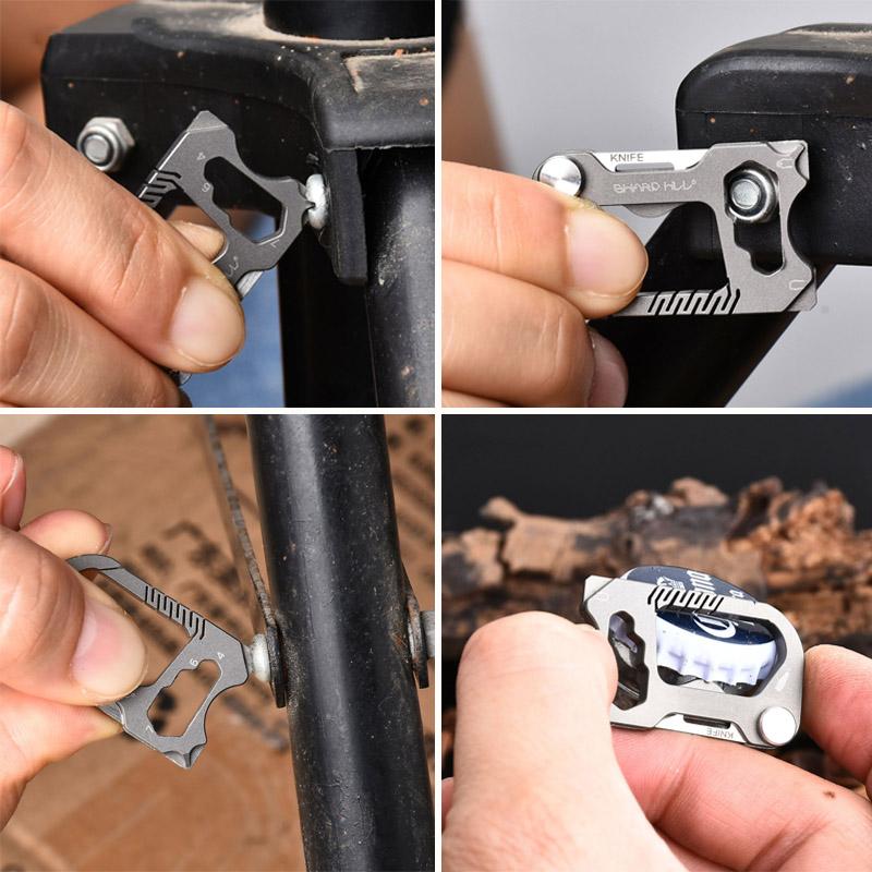 Navaja de Bolsillo Plegable de Aleación de Titanio Hebilla Abrebotellas Multifuncional Llave Hexagonal Herramienta EDC Destornillador Recto Phillips