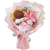 LOEVEN Crochet Flowers, Crochet Flower Bouquet, Sunflower, Handmade Flowers, Knitted Flowers, Pink Roses, Carnation, Tulip, Preserved Flower for