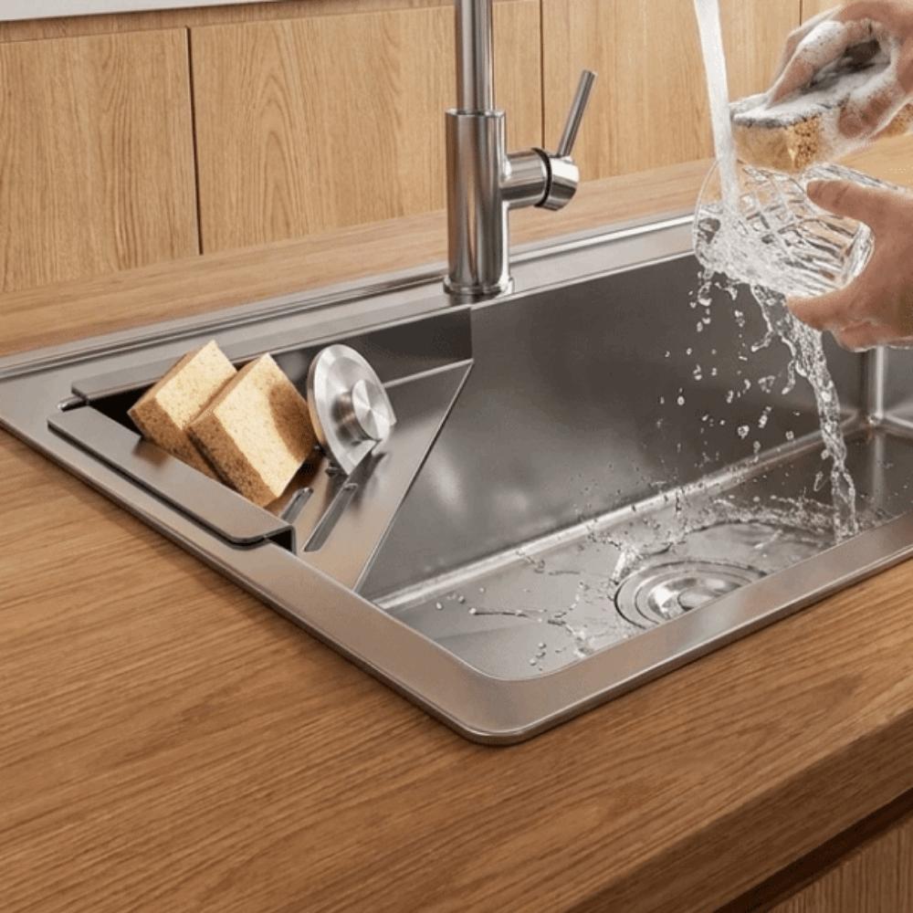 Triangular Sink Corner Rack Hollowed Dish Drying Rack Practical Sink Drain Shelf  Bathroom