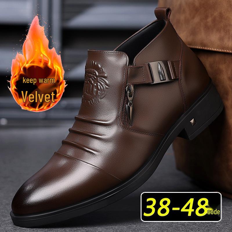 Spring 2025 Men's Soft Sole Leather Slip-On Shoes - Pointed Toe Business Casual Low-Tops