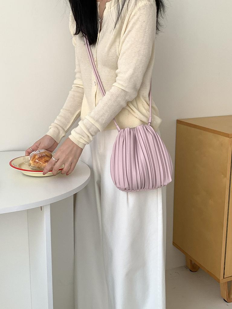 Pu Pleated Crossbody Bag With Magnetic Closure For Daily Casual Use