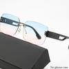5PCS Frameless Square Frame Sunglasses for Women Metal Fashion Retro Shades for Men