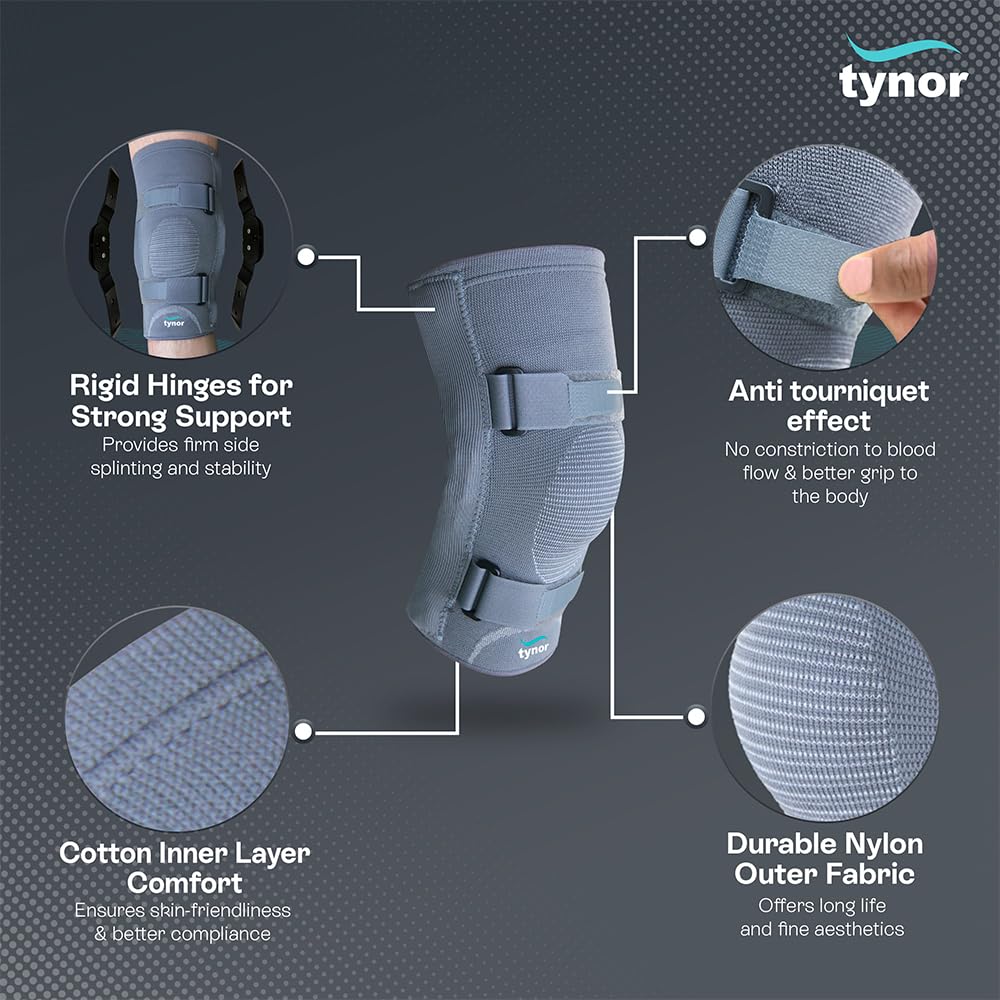 TYNOR Knee Cap With Rigid Hinge, Grey, XL, 1 Unit