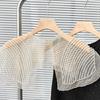 Perspective Sheer Mesh Mini Capelet Women Pearls Beading Fake Collar Shawl Scarf