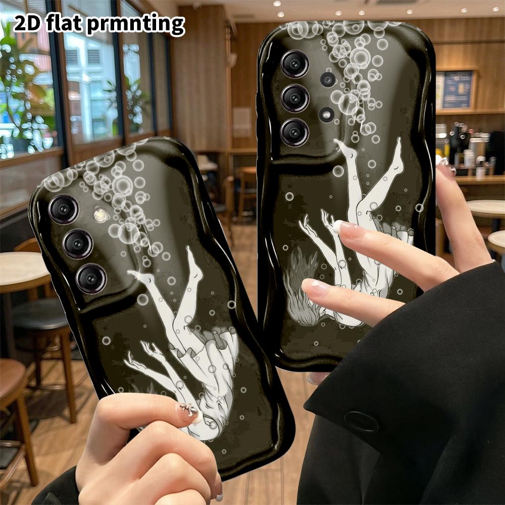 Phone Case: 2D Flat, Fits Samsung Galaxy A34 A35 M05 M06 S20 S22 S21 FE Plus 5G. Cute Girl Floating Underwater, Perfect Christmas and Halloween Holida