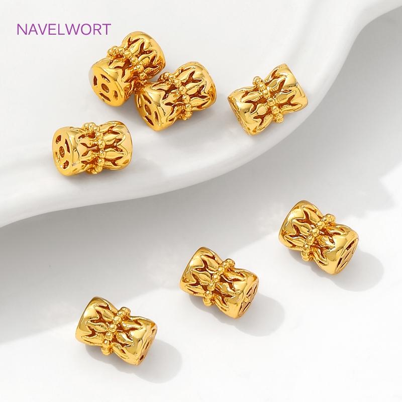 18K Gold Plated Hollow Beads Separators,Brass Spacer Beads For Bracelet Making,Separators For Beads,DIY Jewelry Accessories