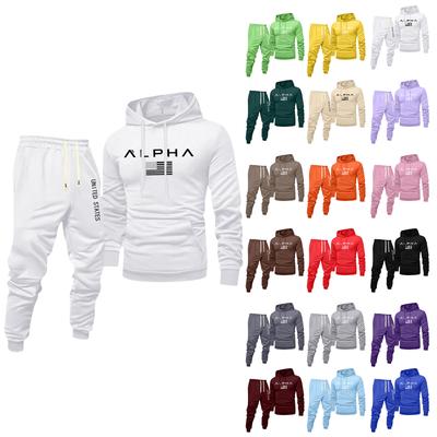 Erkek Baskılı Kapüşonlu Sweatshirt ve Eşofman Altı Günlük Spor Takım