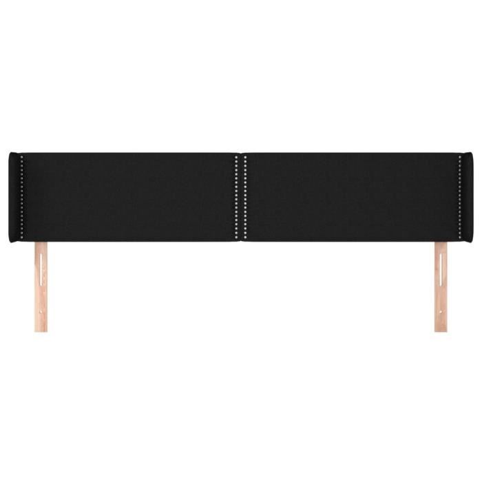 VidaXL Tête de lit avec oreilles Noir 163x16x78-88 cm Tissu3118636