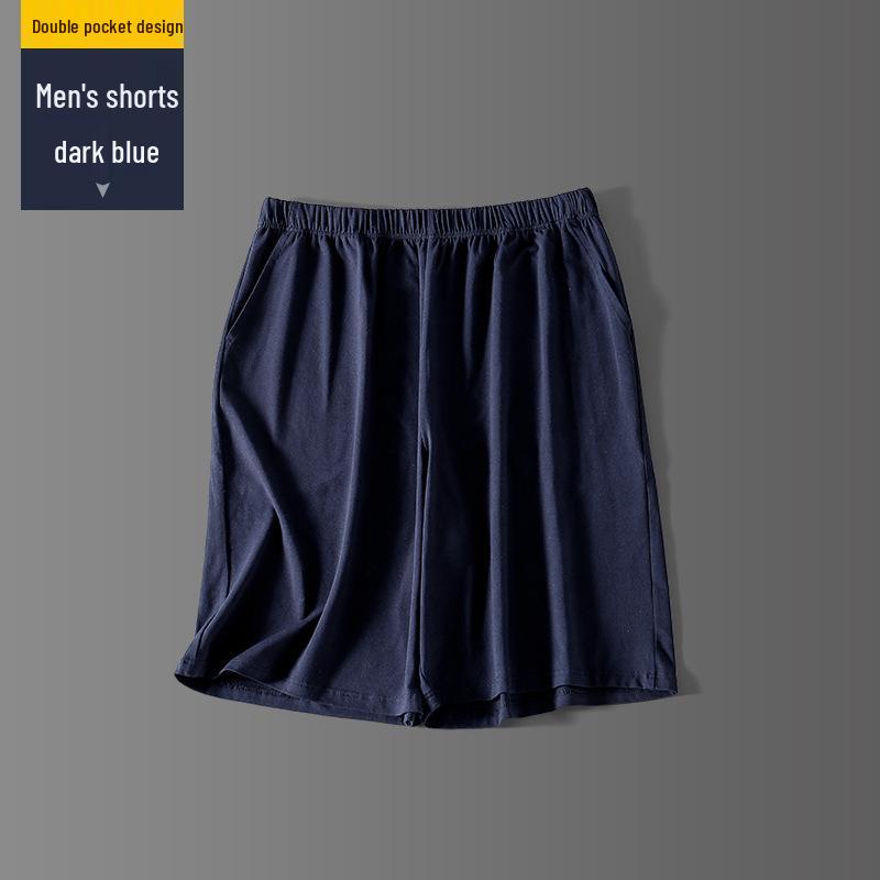 

7A Antibacterial Men s Cotton Sleep Shorts – Thin, Loose-Fit Summer Shorts for Home or Outdoors XXXL for 175-200 lbs темно-синього кольору