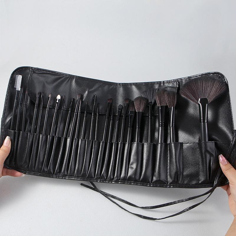 24Pcs Professional Makeup Brushes Set Black Premium Synthetic Bristles with PU Case for Foundation Powder Eyeshadow Makeup Kit