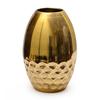 Gold Iron Vase – 11 Inches, Handcrafted Decorative Vase with Hammered Honeycomb Texture, Modern Flower Vase
