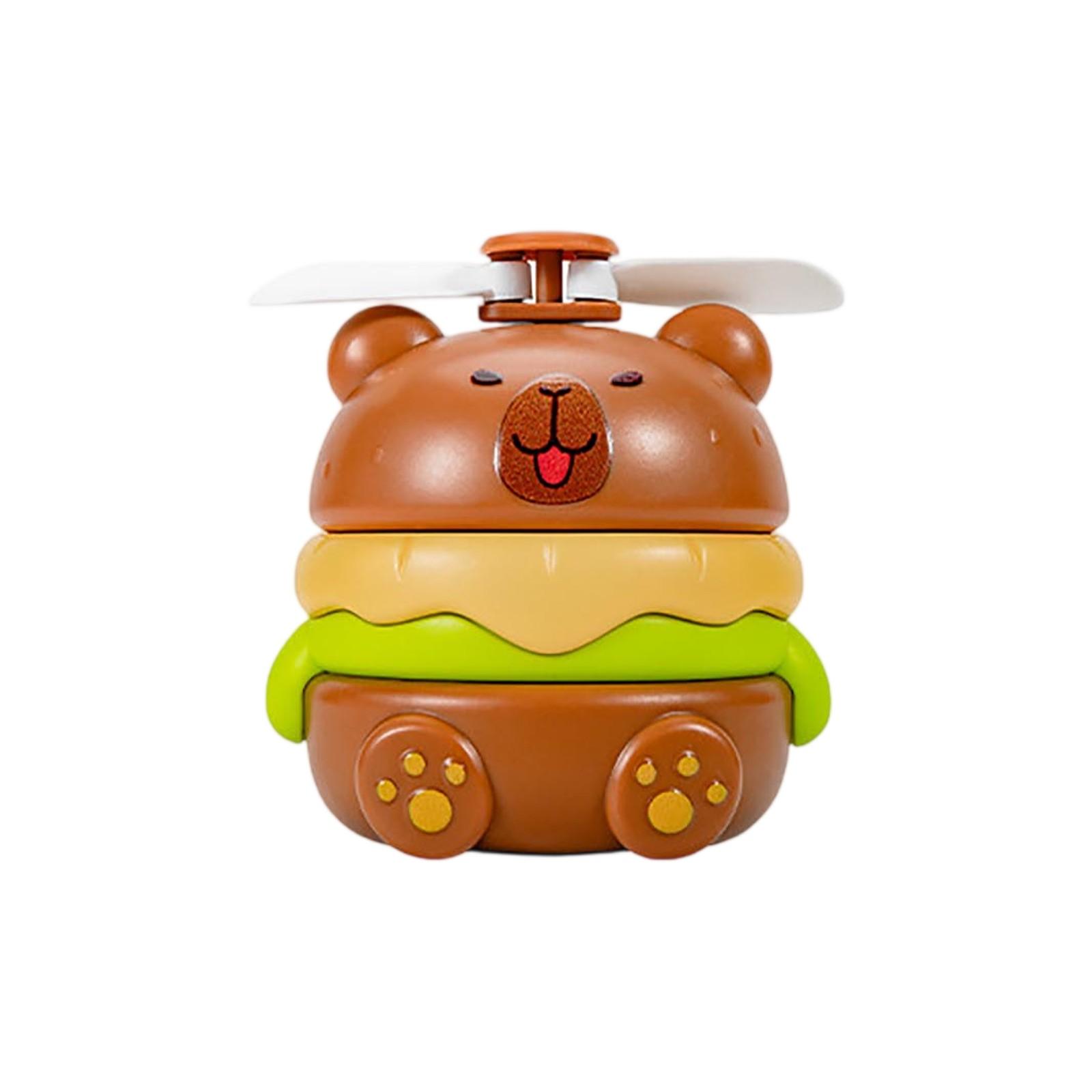 

Small Fan USB Rechargeable Handheld Portable Cartoon Electric Fan Children s Gift One Size коричневый