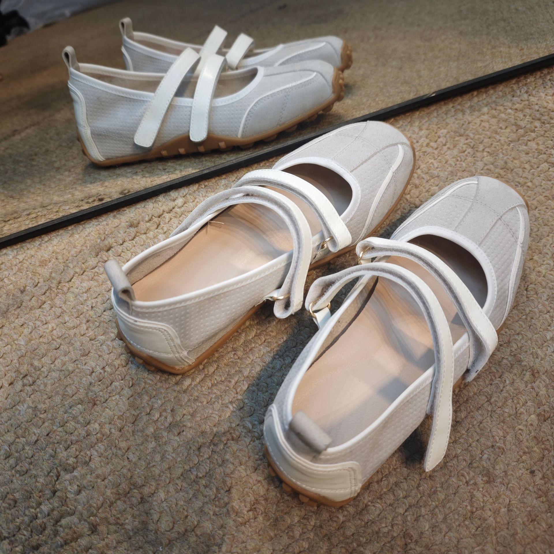 

Cowhide version~ 2025 new retro Mary Jane shoes red inner height increase Velcro casual single shoes ballet shoes 39