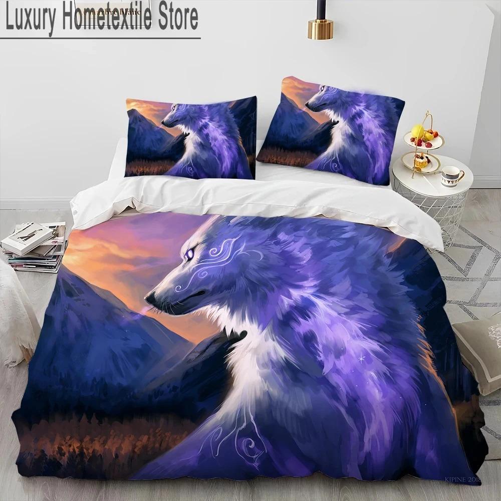3D Tiger Leopard Wolf Animal Luxury Comforter Bedding Set,Duvet Cover Bed Set Quilt Cover Pillowcase,King Queen Size Bedding Set