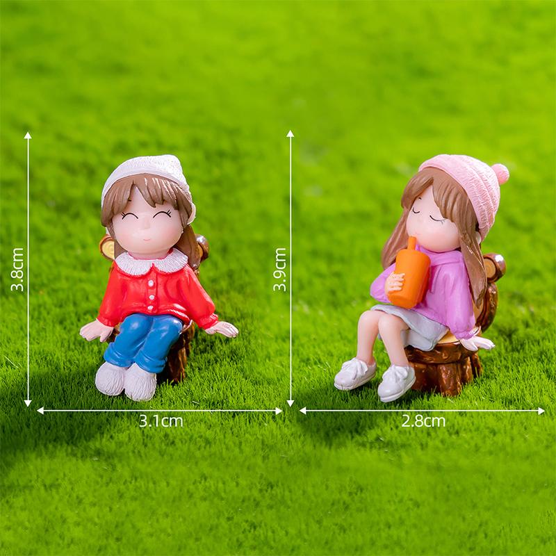 

2 шт. Мини-статуэтка лучшего друга для девочек, микро-ландшафтное украшение, украшение для автомобиля, домашнего стола D