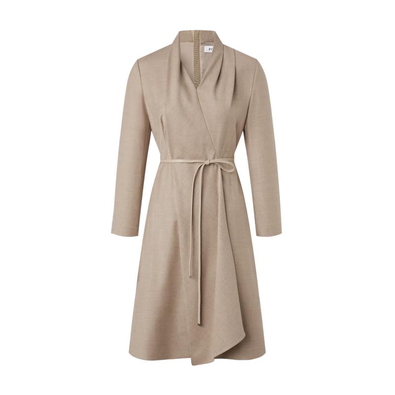 

PORTS Women s Oatmeal Grey Wool Blend Long Sleeve A-Line Midi Dress L /8