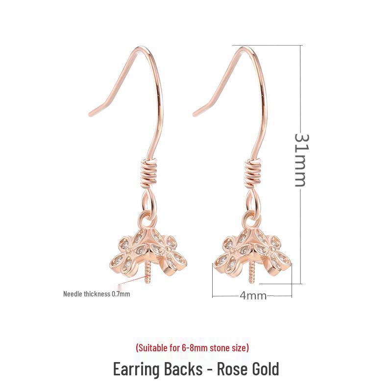 

925 Sterling Silver Daisy Earrings with Imitation Pearl, Amber, and Hetian Jade Inlays 925 Silver