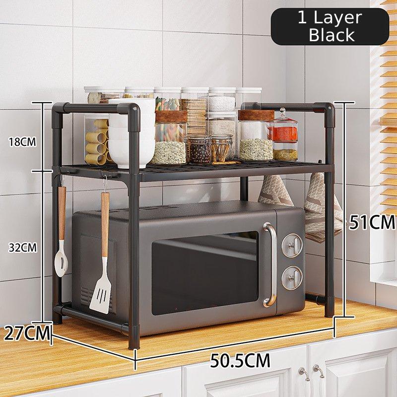 

Кухонная полка для хранения Полка для микроволновой печи Органайзер для приправ Многоуровневая простая полка для уборки столешницы Кухонные принадлежности