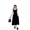 Autumn and winter wear new fake two-piece doll collar with black dress inside children's French small fragrant long dress