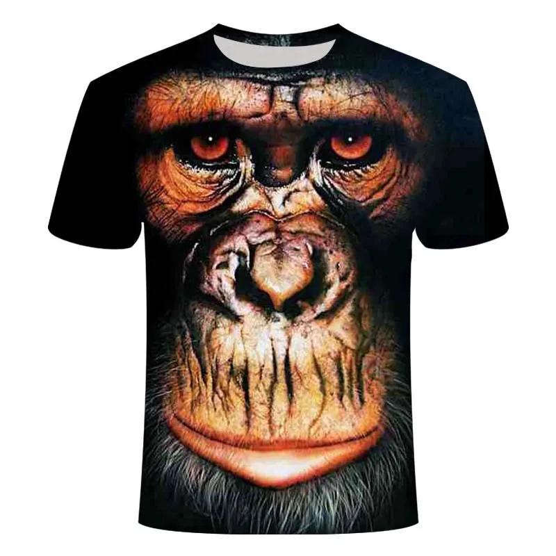 Camisetas com estampa de macaco para crianças, meninos e meninas, camisa casual de verão, roupas infantis de animais, camisetas de manga curta
