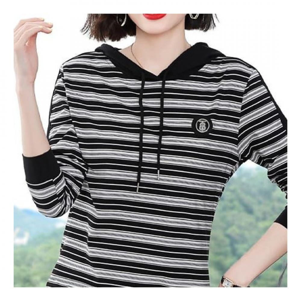 Navava Men NT1356 Casual STriped Long Sleeve Hoodie T shirT