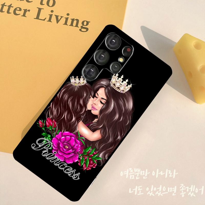 Baby Mother Brown Girl Family Phone Case For Samsung Galaxy S24 S25 Ultra S9 S10 S20 S22 S21 Plus S23 FE Back Cover Shell