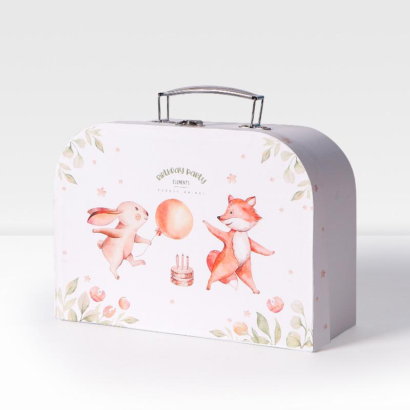 

Portable Storage Box Suitcase Paperboard Boxes Case Small Handheld Decorative Gift Cardboard Stationery Organizer chesttravel 25.5X18.5X10cm